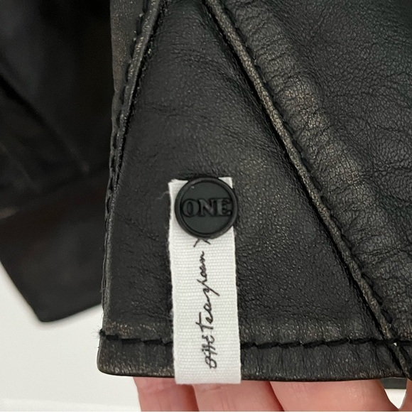 One Teaspoon Womens 100% Sheep Leather Western Snap Front Shirt XS Rodeo New - Picture 9 of 15